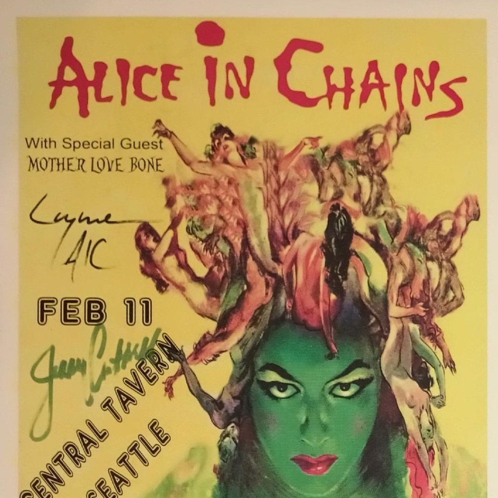 1989 Alice In Chains SIGNED Original Lithograph Concert Poster REPRODUCTION (RP)